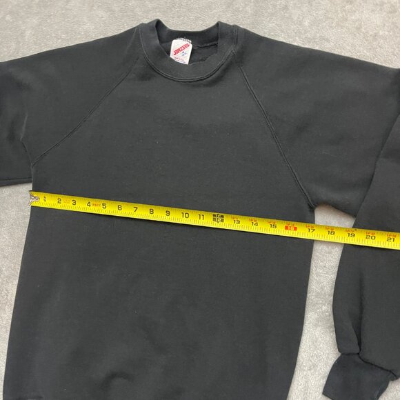 Vintage 90s Jerzees Sweatshirt Mens Medium Black Blank Crewneck Made In USA - Picture 4 of 7
